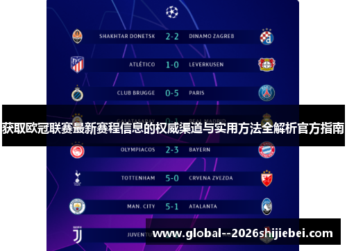 获取欧冠联赛最新赛程信息的权威渠道与实用方法全解析官方指南