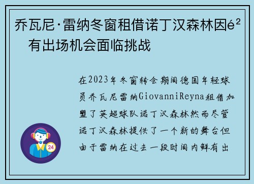 乔瓦尼·雷纳冬窗租借诺丁汉森林因鲜有出场机会面临挑战